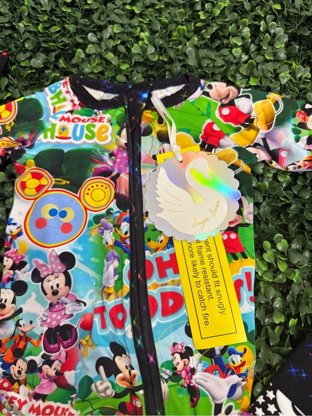 Sugar Swan Bamboo Mickey Mouse Clubhouse “ Oh Toodles” Zip-Up Baby Romper